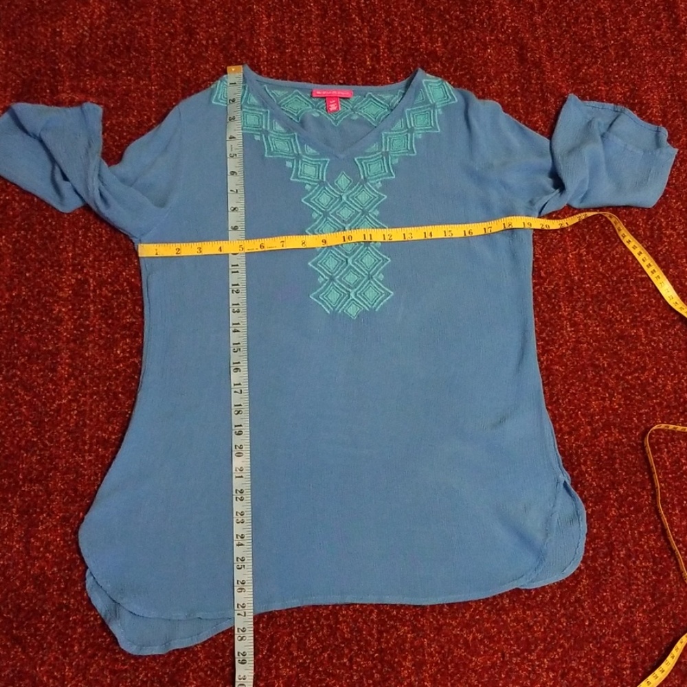 LILY PULITZER Blue Embroidered Tunic Sz S/P - Picture 6 of 8